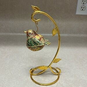 Cloisonné bird with stand